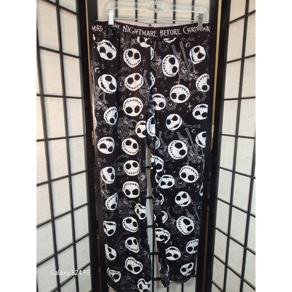 Disney's Burtons Nightmare Before Christmas Fleece Goth Pajama Bottoms MED Women